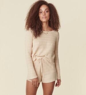 Spell And The Gypsy Sunray Knit Set Sweater Shorts Blush Pink Large Comfy